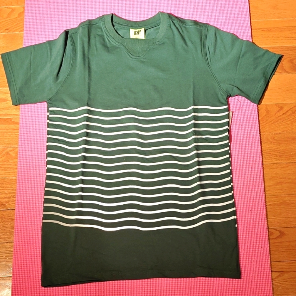 New ICNY High Vis Reflective Silver Stripe T shirt Rave Riding Outdoor